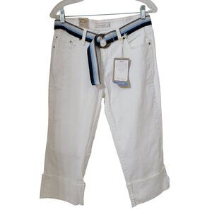 Levi’s Size 6 White 515 Capri Mid Rise Regular Fit Jeans with Belt, NEW w/Tag